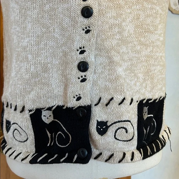 Christopher & Banks Beige Knit Kitty Sweater Vest - Picture 2 of 9